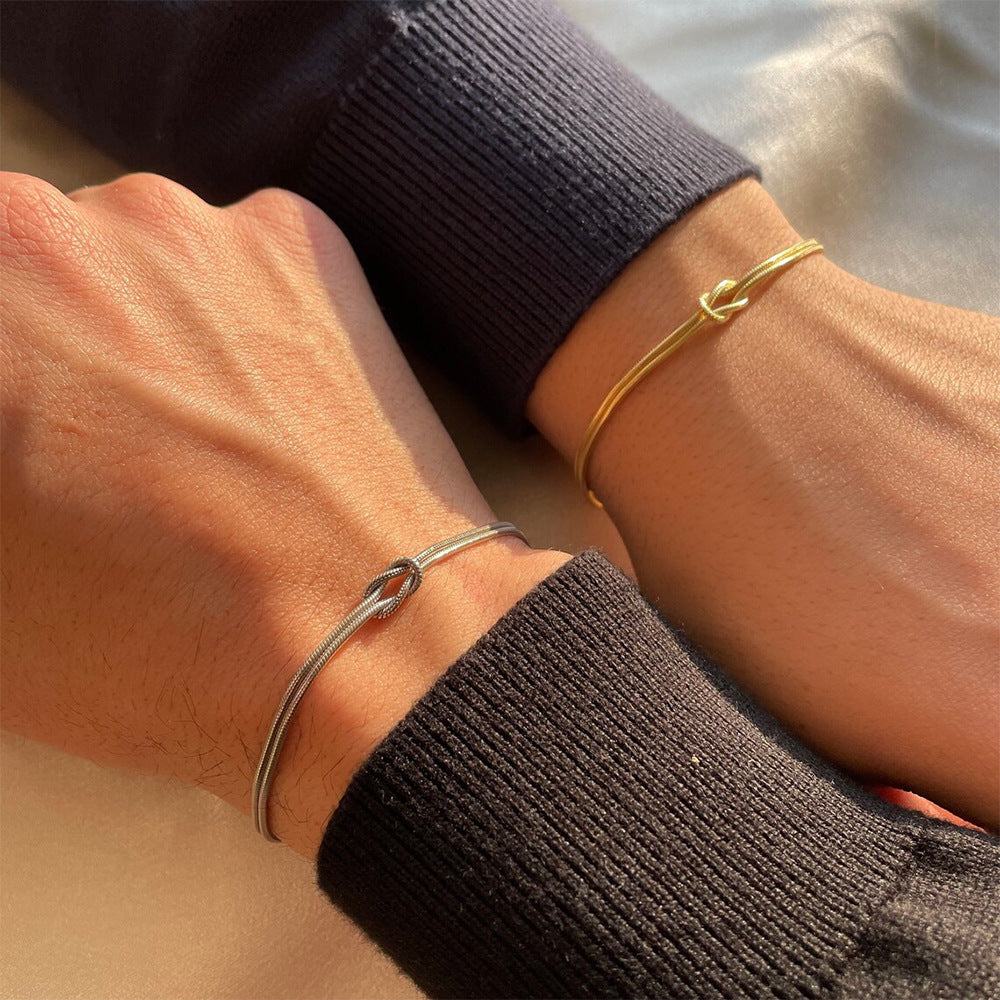 Geometric Knotted Snake Bone Bracelet
