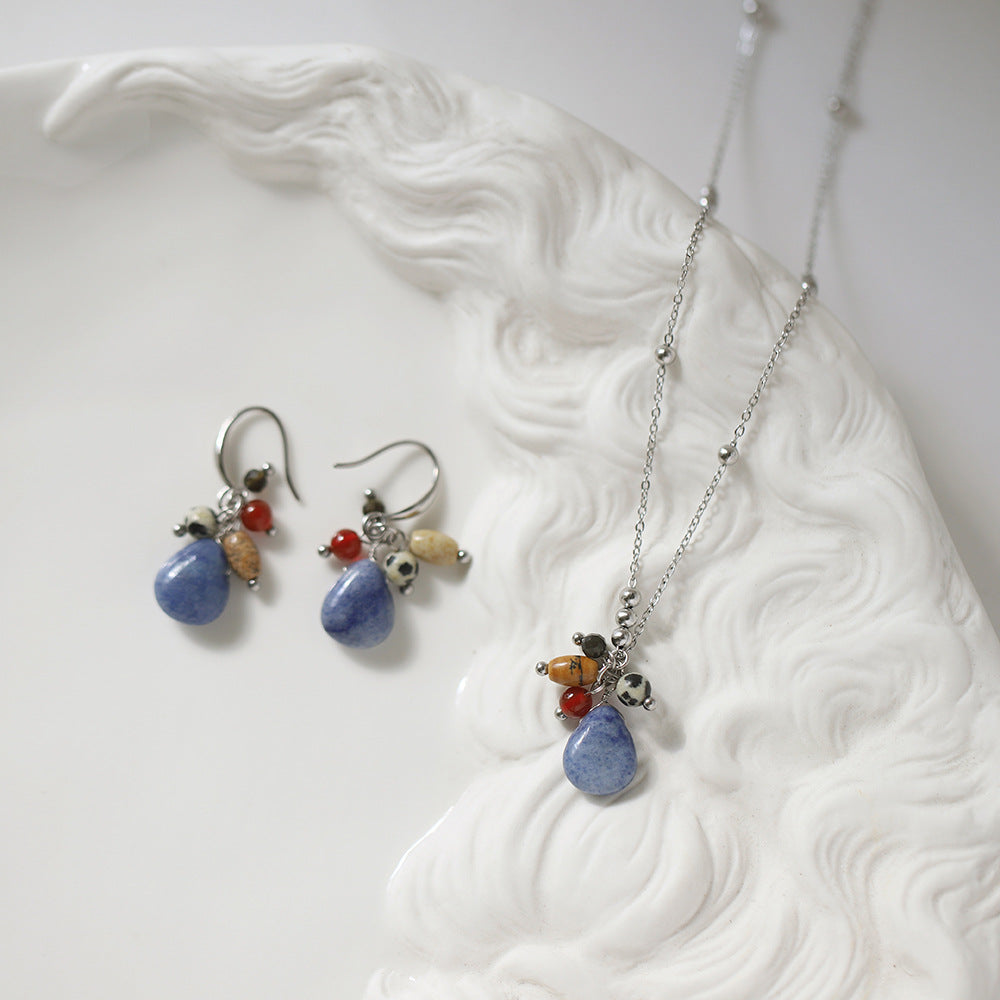 Natural Stone Necklace Earrings