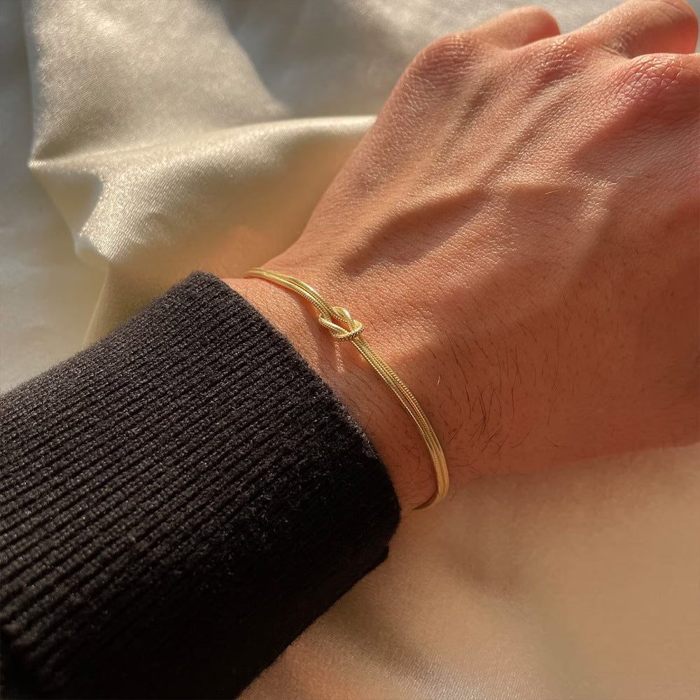 Geometric Knotted Snake Bone Bracelet