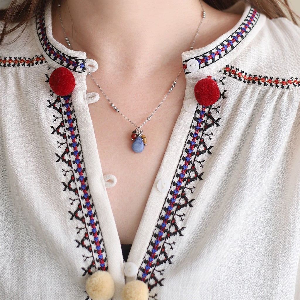 Natural Stone Necklace Earrings