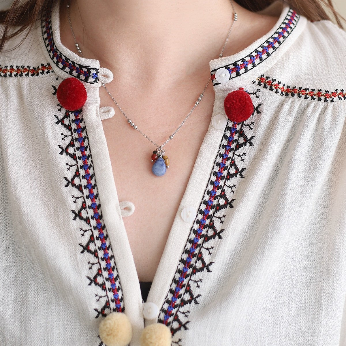 Natural Stone Necklace Earrings