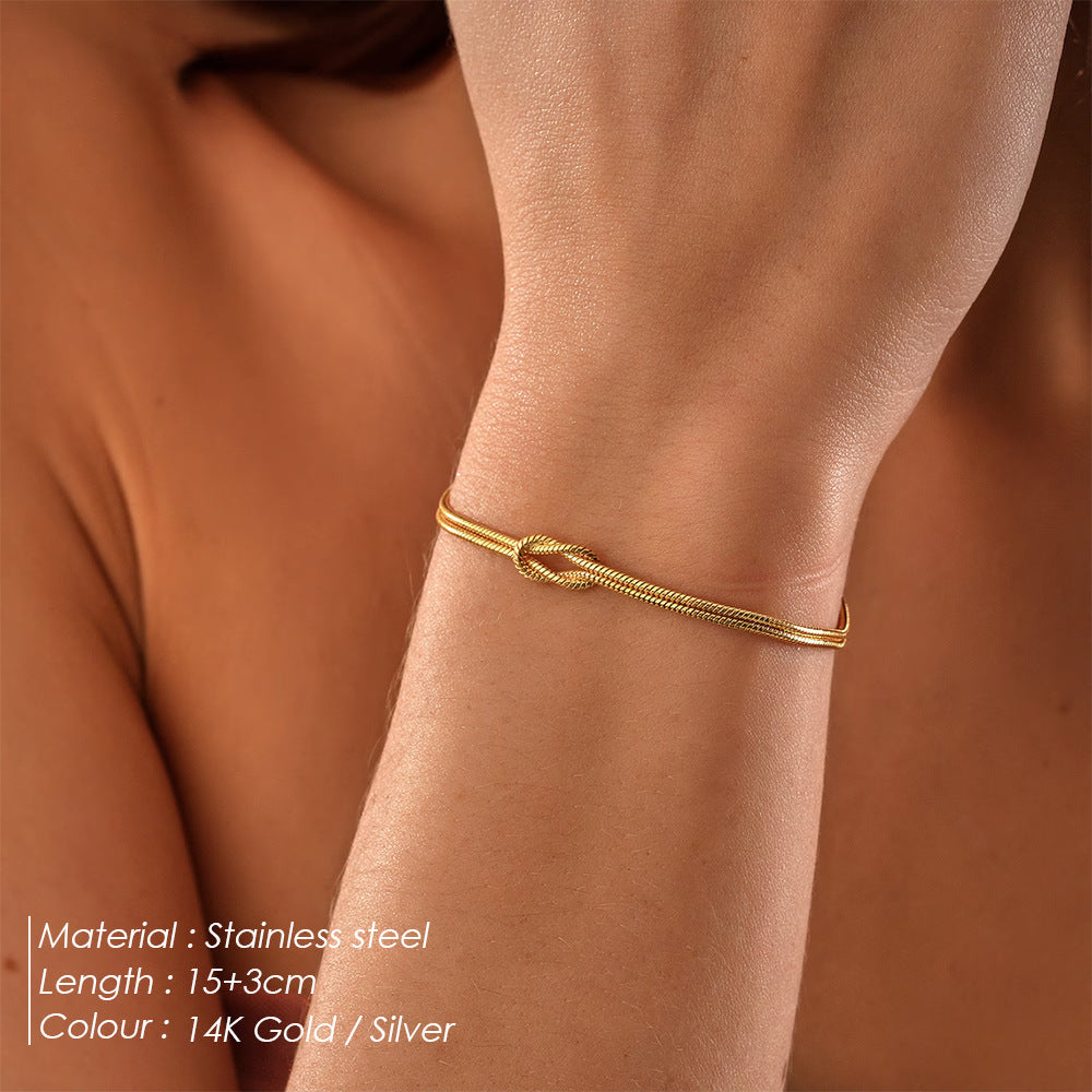 Geometric Knotted Snake Bone Bracelet
